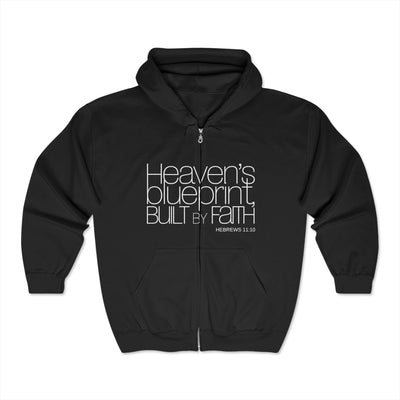 Heaven's Blueprint Faith Zip Hoodie - Unisex Heavy Blend Sweatshirt