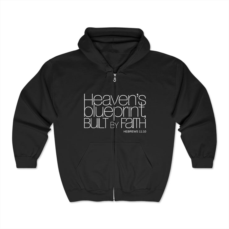 Heaven's Blueprint Faith Zip Hoodie - Unisex Heavy Blend Sweatshirt