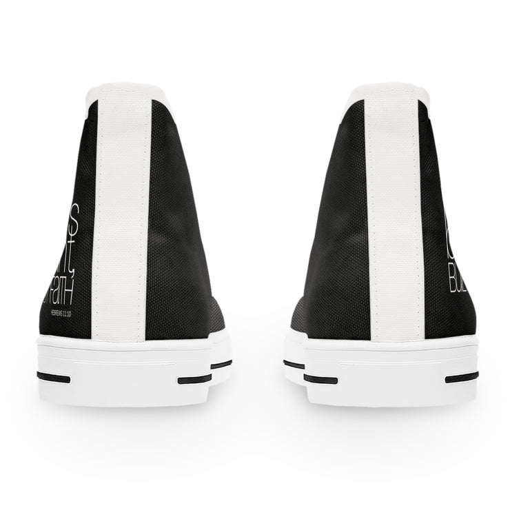 Heavens Blueprint Built by Faith Women's High-Top Sneakers with Text Design
