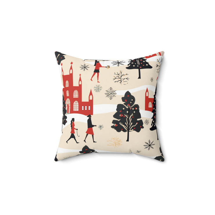 Christmas Spun Polyester Square Pillow