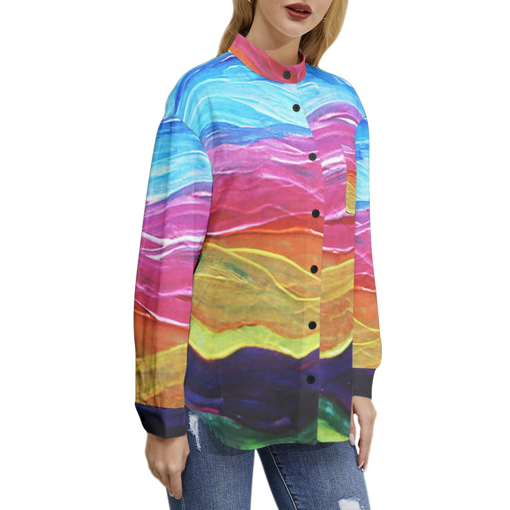 Waves of Glory - Long Sleeve Button Up Casual Shirt
