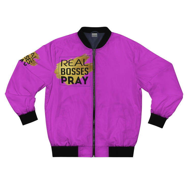 Unisex Bomber Jacket - Real Bosses Pray - Purple
