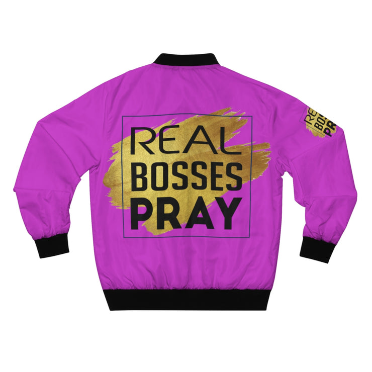 Unisex Bomber Jacket - Real Bosses Pray - Purple