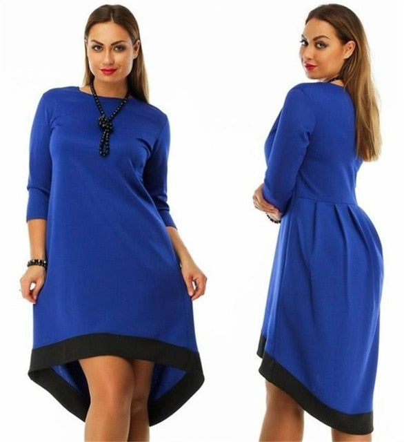 V-Size Women's Dress - Asymmetric - Blue and Black